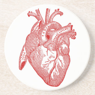 Dessous De Verre En Grès Coeur anatomique antique rouge