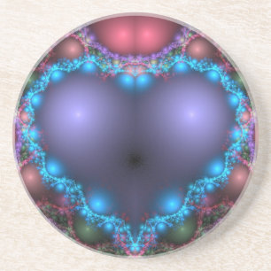 Dessous De Verre En Grès Coeur bleu