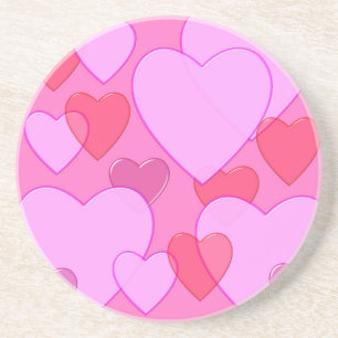 Dessous De Verre En Grès Cœur brillant Fond rose de la Saint-Valentin