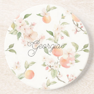 Dessous De Verre En Grès Cœur de pêche de Géorgie Fruit floral