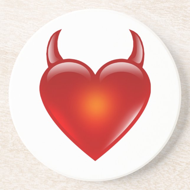 Dessous De Verre En Grès Coeur diabolique coquin aux cornes (Devant)