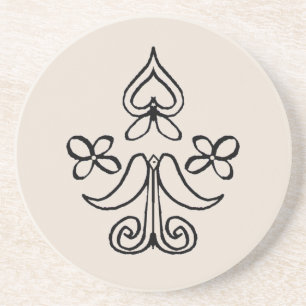 Dessous De Verre En Grès Coeur et fleurs Motifs scandinaves