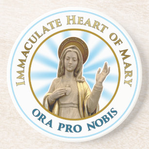 Dessous De Verre En Grès Coeur immaculé de Mary Ora Pro Nobis