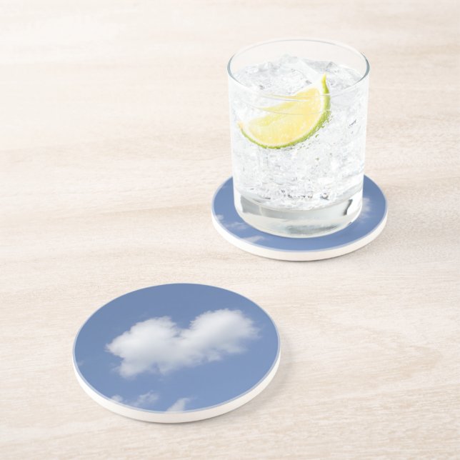 Dessous De Verre En Grès Coeur nuageux (Côté)