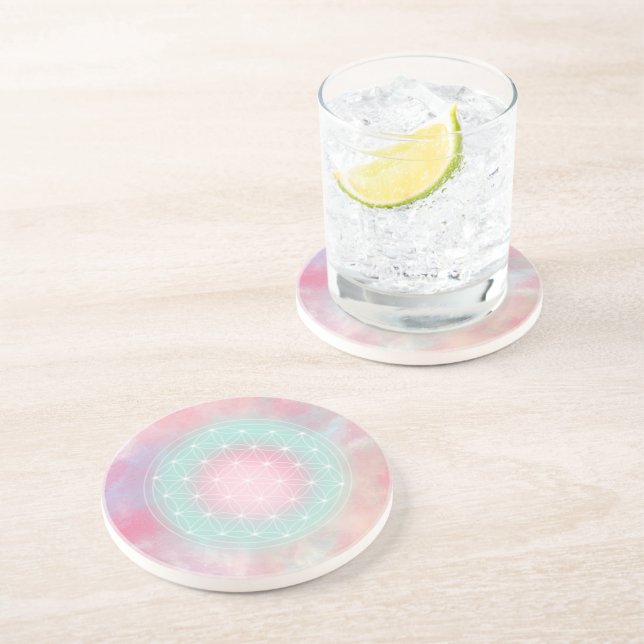 Dessous De Verre En Grès Cœur paisible – Fleur de vie (Côté)