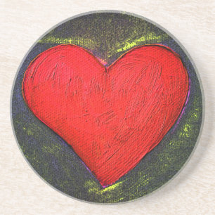 Dessous De Verre En Grès Coeur peint