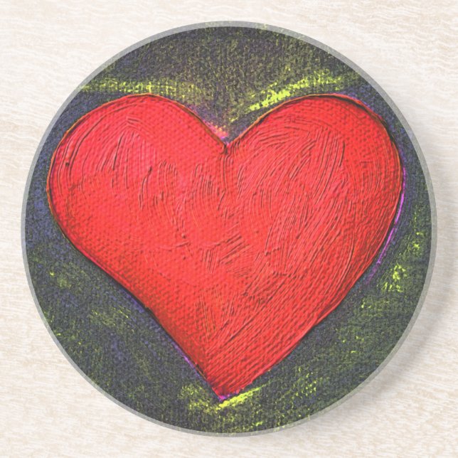 Dessous De Verre En Grès Coeur peint (Devant)