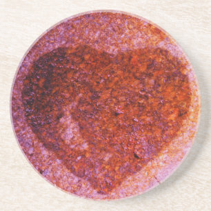 Dessous De Verre En Grès coeur rose corail