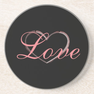Dessous De Verre En Grès Coeur tendance Grey Calligraphie Amour Mariage