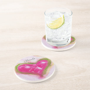 Dessous De Verre En Grès Cœurs artistiques mignons dessinés à la craie à la