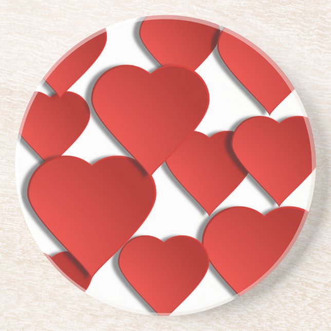 Dessous De Verre En Grès Coeurs d'amour rouges (Devant)