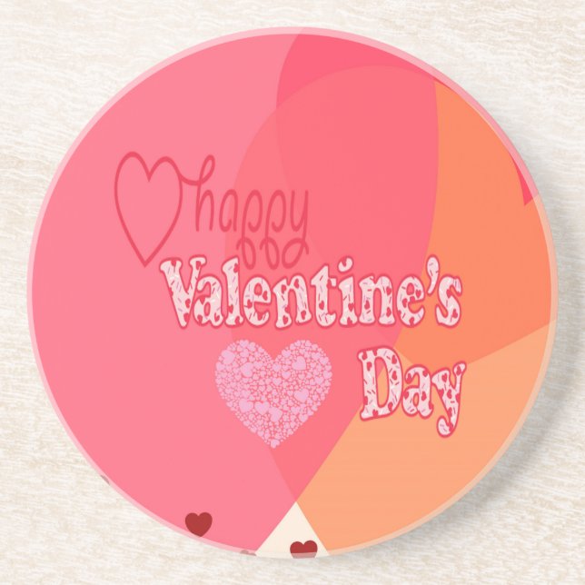 Dessous De Verre En Grès Coeurs de la Saint Valentin (Devant)