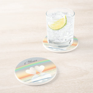 Dessous De Verre En Grès Coeurs papier du 1er anniversaire