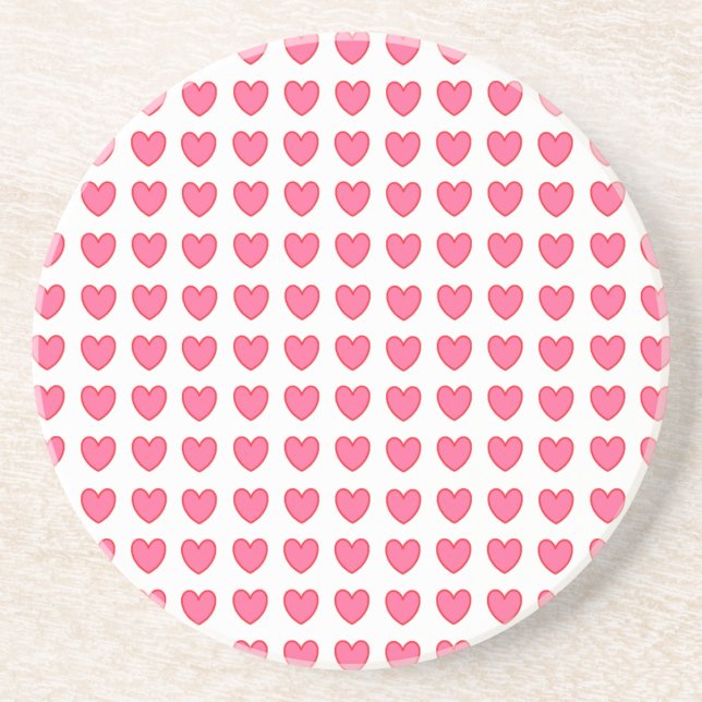 Dessous De Verre En Grès Coeurs Polka (Devant)