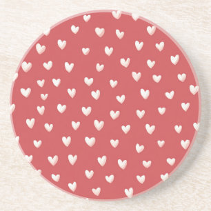 Dessous De Verre En Grès Cœurs rouges blancs pour la Saint-Valentin