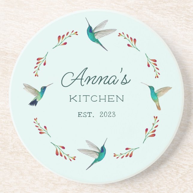 Dessous De Verre En Grès Colibri personnalisé (Devant)