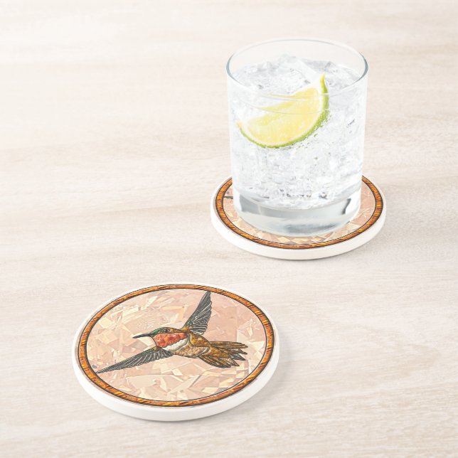 Dessous De Verre En Grès Colibri roux (Côté)