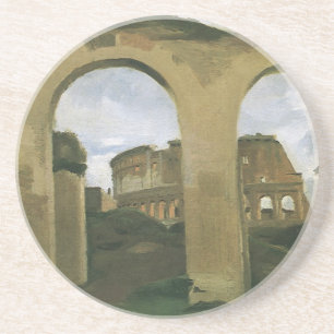 Dessous De Verre En Grès Colisée vu à travers les arcades à Rome, Italie