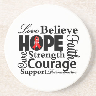 Dessous De Verre En Grès Collage de Cancer de sang d'espoir