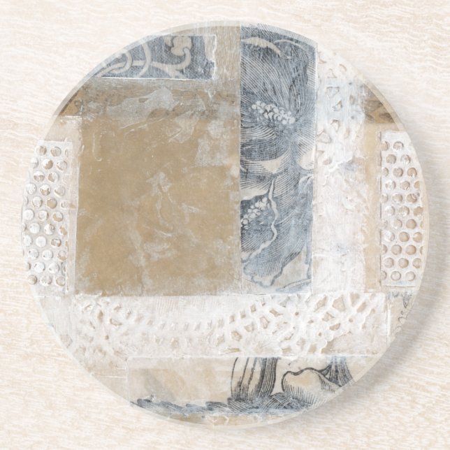 Dessous De Verre En Grès Collage de dentelle II (Devant)
