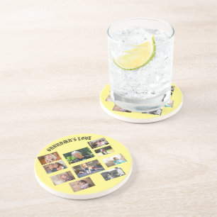 Dessous De Verre En Grès Collage Jaune Doré de l'Amour de Mamie