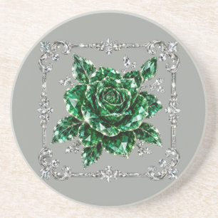 Dessous De Verre En Grès collection de fleurs en cristal d'émeraude royale