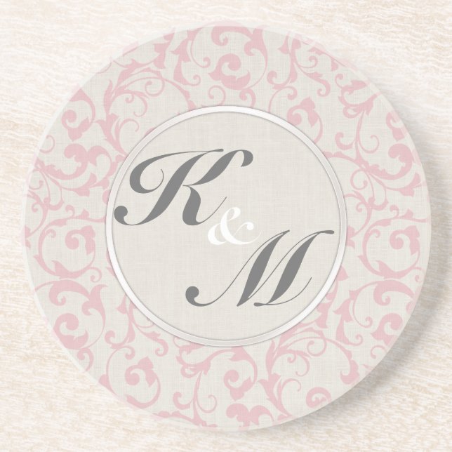 Dessous De Verre En Grès Collection de Mariages rose SmartElegance (Devant)