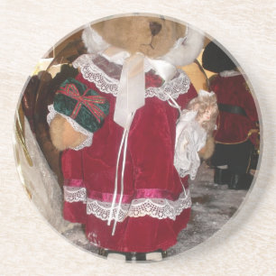 Dessous De Verre En Grès Collection de nounours patineurs de Noël.
