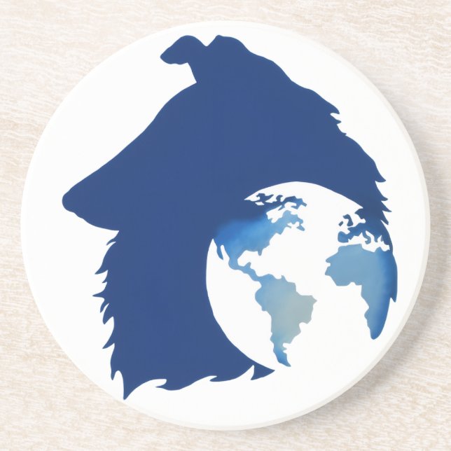 Dessous De Verre En Grès ColliesWithoutBorder logo (Devant)