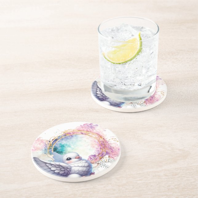Dessous De Verre En Grès Colombe Colorée (Côté)