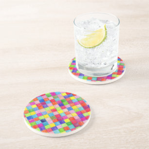 Dessous De Verre En Grès Coloré En Carrés Papier Graphique