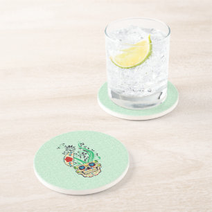 Dessous De Verre En Grès Coloré Retro Floral Sugar Crâne Roses rouges