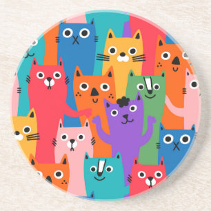 Dessous De Verre En Grès Colorful cats