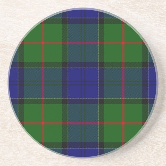 Dessous De Verre En Grès Colquhoun tartan bleu vert plaid (Devant)