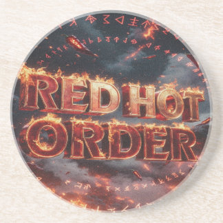 Dessous De Verre En Grès Commande Rouge Chaud