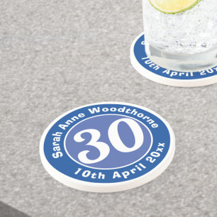 Dessous De Verre En Grès Commémoration d'anniversaire avec le nom, l'âge