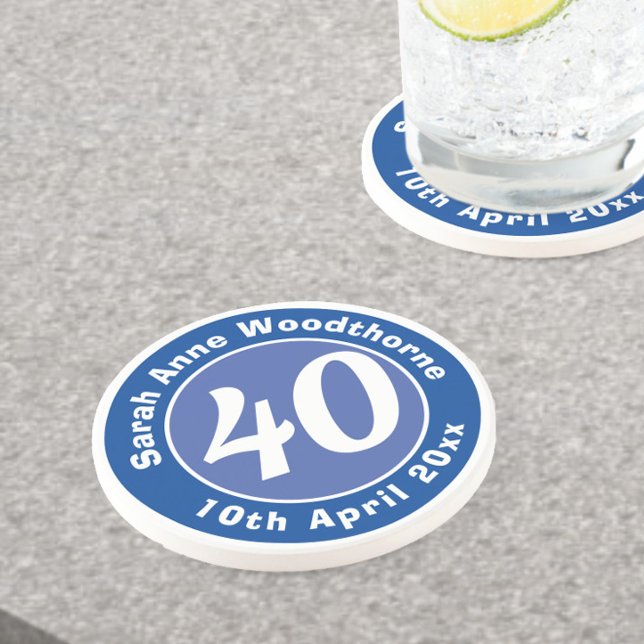 Dessous De Verre En Grès Commémoration d'anniversaire avec le nom, l'âge et (Créateur téléchargé)