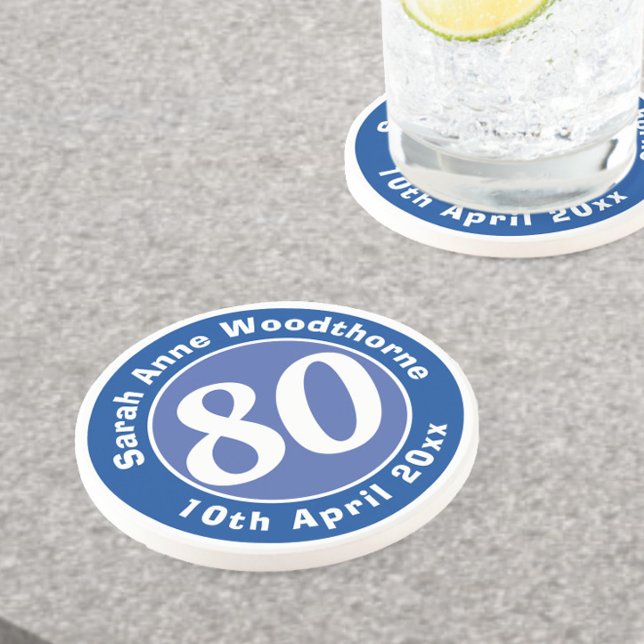 Dessous De Verre En Grès Commémoration d'anniversaire avec le nom, l'âge et (Créateur téléchargé)