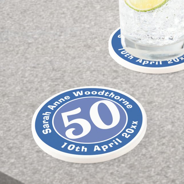 Dessous De Verre En Grès Commémoration d'anniversaire avec le nom, l'âge et (Créateur téléchargé)