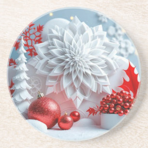Dessous De Verre En Grès Composition Fleur d'Hiver