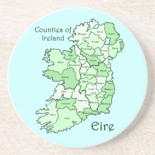 Dessous De Verre En Grès Comtés de carte de l'Irlande