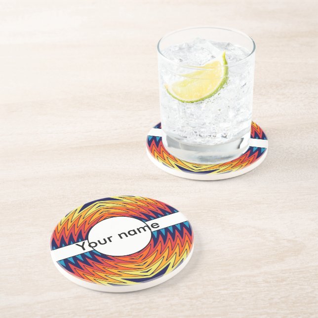 Dessous De Verre En Grès Conception abstraite de moulin à vent bleu orange (Côté)