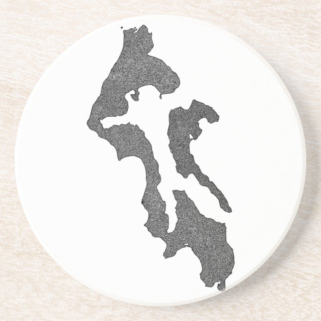 Dessous De Verre En Grès Conception de carte du comté d'Island de Whidbey I (Devant)