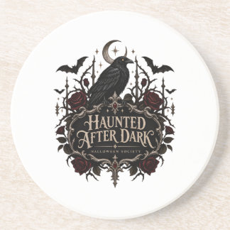 Dessous De Verre En Grès Conception de corbeau gothique Halloween Haunted A