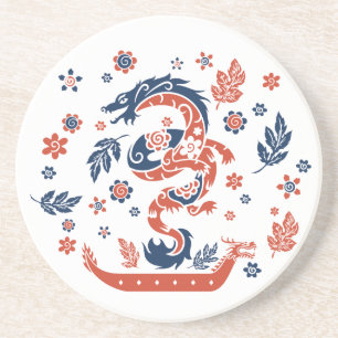 Dessous De Verre En Grès Conception de course de bateaux Dragon