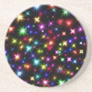 Dessous De Verre En Grès Conception de feux d'artifice Étoiles Colorées