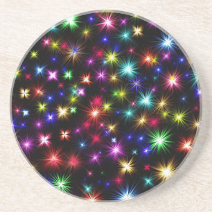 Dessous De Verre En Grès Conception de feux d'artifice Étoiles Colorées