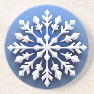 Dessous De Verre En Grès Conception de flocon de neige blanc détaillé