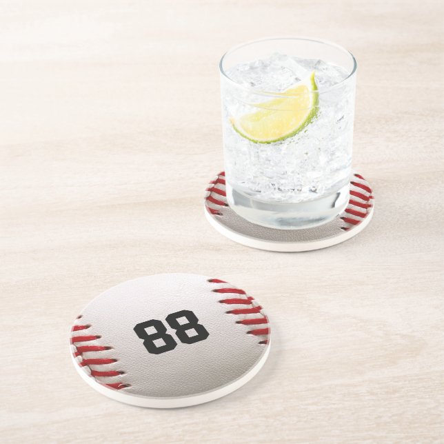 Dessous De Verre En Grès Conception de joueur de baseball avec numéro de ma (Côté)
