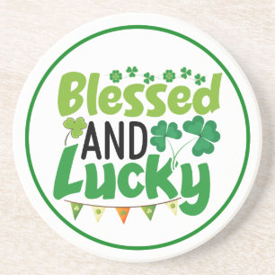 Dessous De Verre En Grès Conception de la Saint-Patrick bénie et chanceuse-